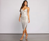 Char Formal Sequin Asymmetrical Midi Dress Sai Feel